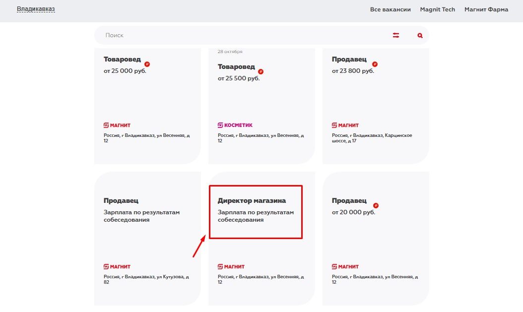 по вакансии директора магазина магнит устроиться как