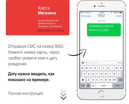 Активация карты Магнит по СМС